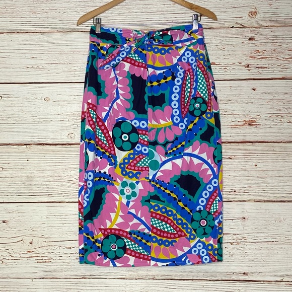 J Crew Tie Back Tulip Hem Skirt in Ratti Kaleidoscope Floral Sz 2 - Picture 10 of 16